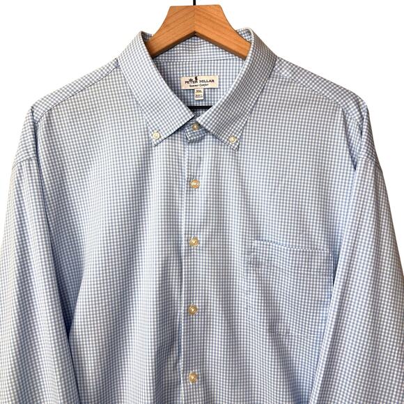 PETER MILLAR Summer Comfort Shirt Size XXL GIngham Checkered Nylon Performance - Picture 1 of 10